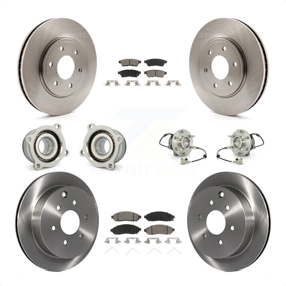 Front Rear Hub Bearings Assembly Disc Brake Rotors And Ceramic Pads Kit (10Pc) For Nissan Frontier Suzuki Equator KBB-119069 by Transit Auto