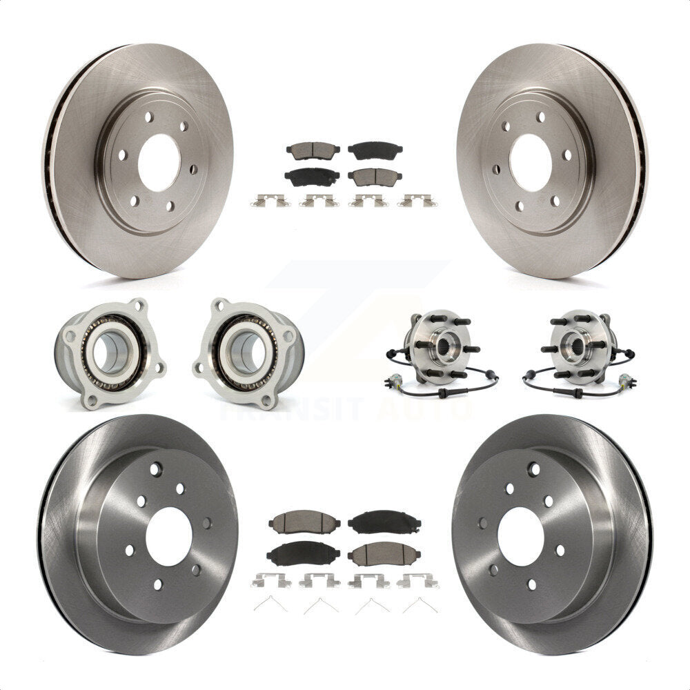 Front Rear Hub Bearings Assembly Disc Brake Rotors And Ceramic Pads Kit (10Pc) For Nissan Frontier KBB-119070 by Transit Auto