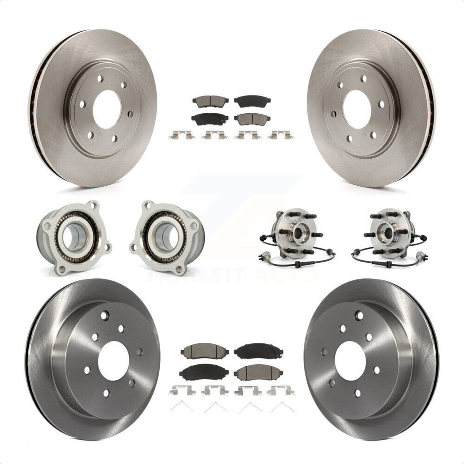 Front Rear Hub Bearings Assembly Disc Brake Rotors And Ceramic Pads Kit (10Pc) For Nissan Frontier KBB-119070 by Transit Auto