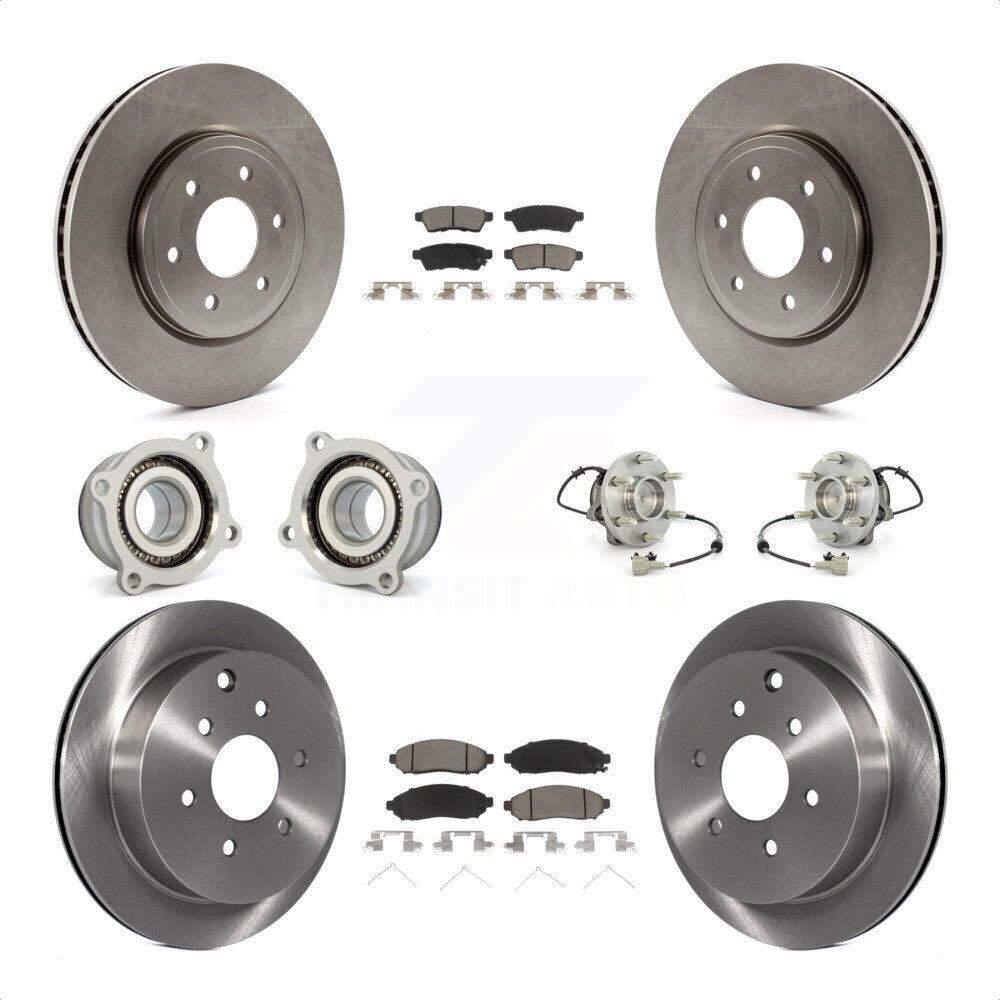 Front Rear Hub Bearings Assembly Disc Brake Rotors And Ceramic Pads Kit (10Pc) For Nissan Frontier Xterra Suzuki Equator KBB-119071 by Transit Auto