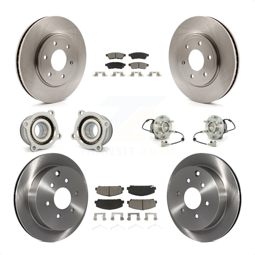 Front Rear Hub Bearings Assembly Disc Brake Rotors And Ceramic Pads Kit (10Pc) For Suzuki Equator KBB-119073 by Transit Auto