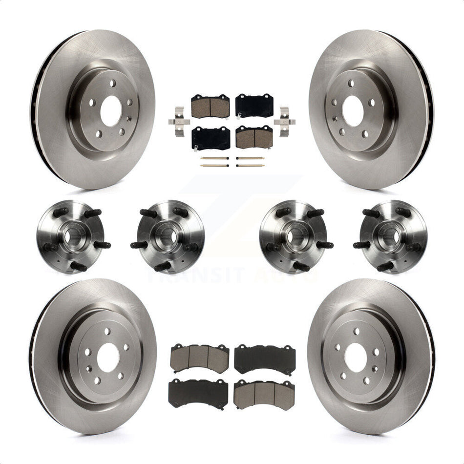 Front Rear Hub Bearings Assembly Disc Brake Rotors And Ceramic Pads Kit (10Pc) For 2014 Chevrolet Camaro ZL1 KBB-119128 by Transit Auto