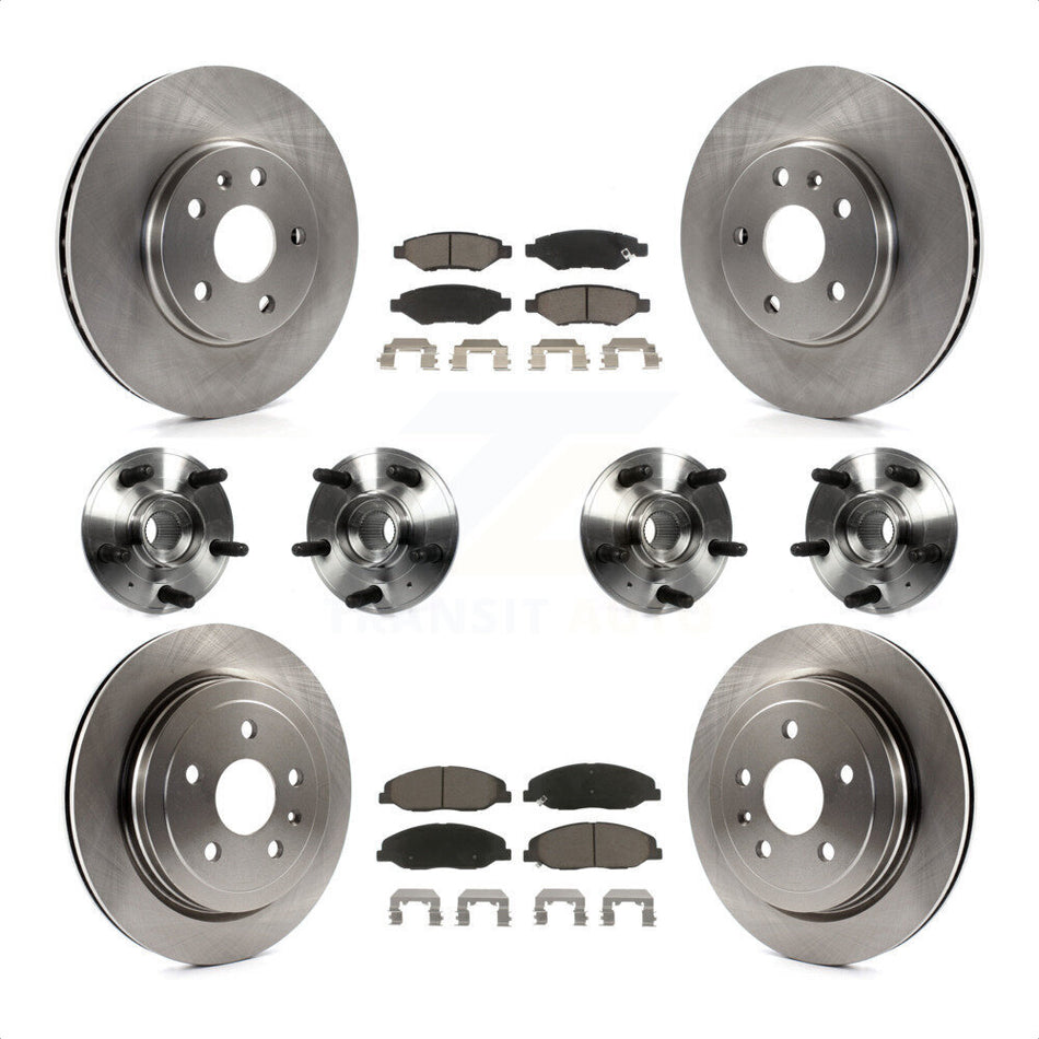 Front Rear Hub Bearings Assembly Disc Brake Rotors And Ceramic Pads Kit (10Pc) For 2012-2013 Cadillac CTS V With 315mm Diameter Rotor KBB-119140 by Transit Auto