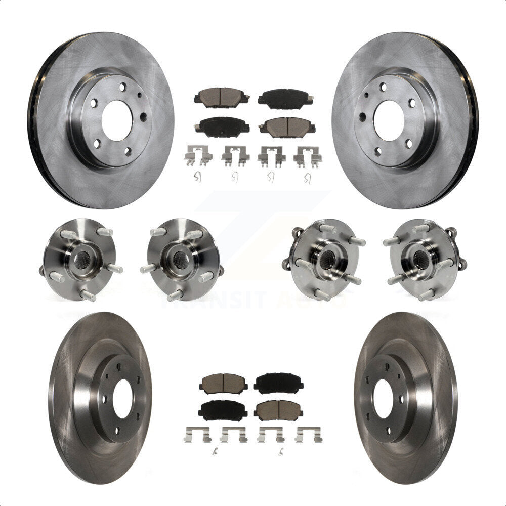 Front Rear Hub Bearings Assembly Disc Brake Rotors And Ceramic Pads Kit (10Pc) For 2015 Mazda CX-5 AWD With Electric Parking KBB-119147 by Transit Auto