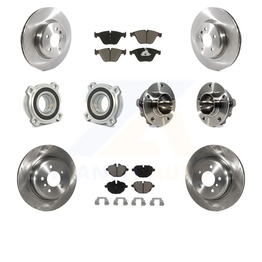 Front Rear Hub Bearings Assembly Disc Brake Rotors And Ceramic Pads Kit (10Pc) For BMW 535i KBB-119163 by Transit Auto