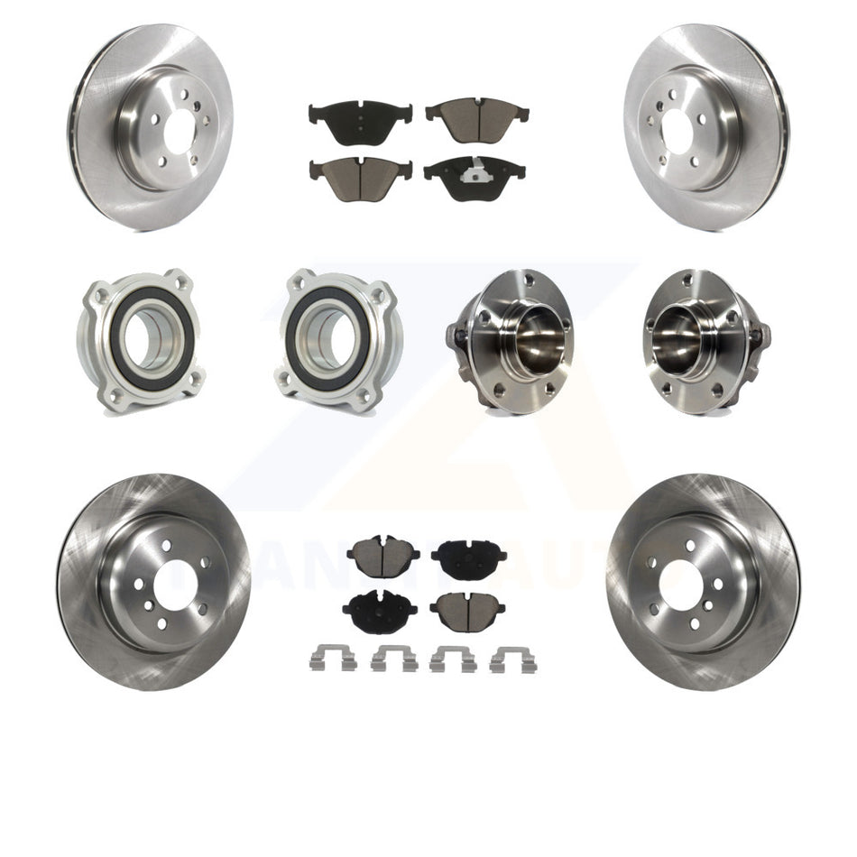 Front Rear Hub Bearings Assembly Disc Brake Rotors And Ceramic Pads Kit (10Pc) For BMW 535i KBB-119163 by Transit Auto