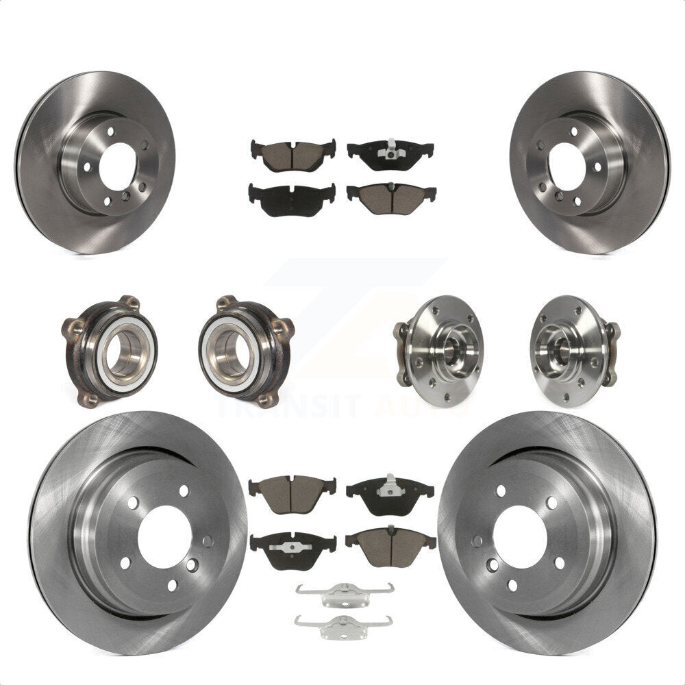 Front Rear Hub Bearings Assembly Disc Brake Rotors And Ceramic Pads Kit (10Pc) For 2013-2014 BMW X1 xDrive28i with AWD KBB-119164 by Transit Auto