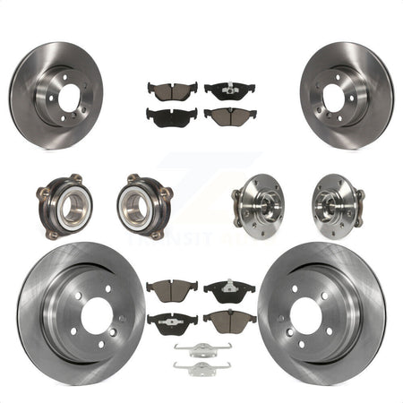 Front Rear Hub Bearings Assembly Disc Brake Rotors And Ceramic Pads Kit (10Pc) For 2013-2014 BMW X1 xDrive28i with AWD KBB-119164 by Transit Auto