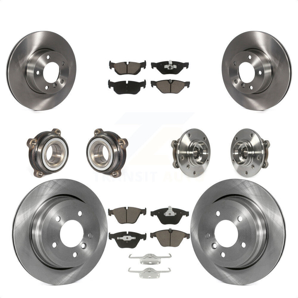 Front Rear Hub Bearings Assembly Disc Brake Rotors And Ceramic Pads Kit (10Pc) For 2013-2014 BMW X1 xDrive28i with AWD KBB-119164 by Transit Auto