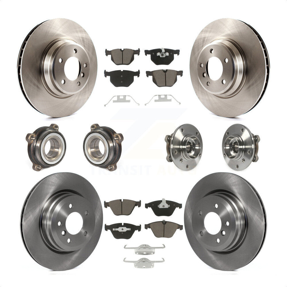 Front Rear Hub Bearings Assembly Disc Brake Rotors And Ceramic Pads Kit (10Pc) For 2013 BMW X1 xDrive35i with AWD KBB-119165 by Transit Auto