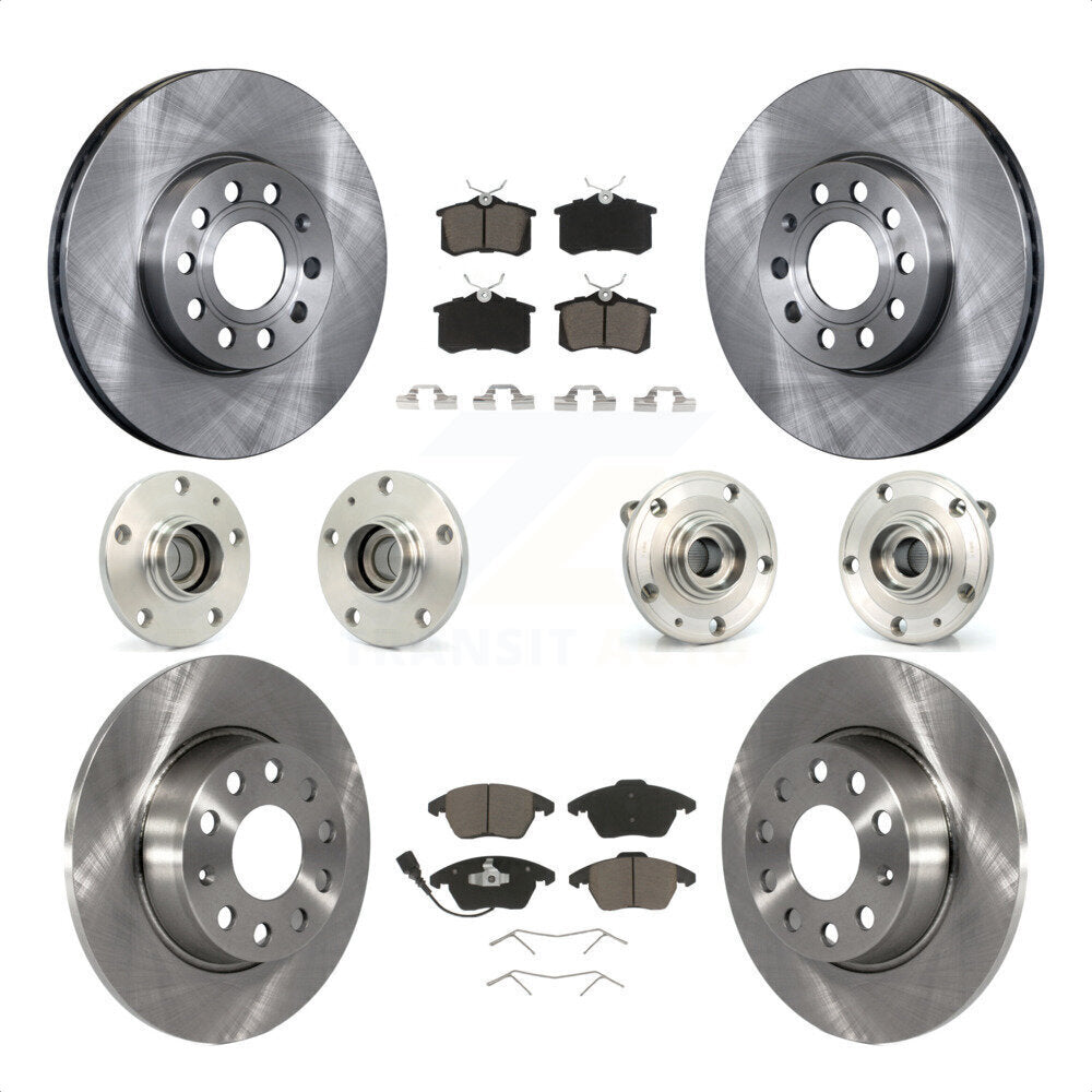 Front Rear Hub Bearings Assembly Disc Brake Rotors And Ceramic Pads Kit (10Pc) For 2014 Volkswagen Beetle Sportline with 2.0L With 272mm Diameter Rotor KBB-119183 by Transit Auto