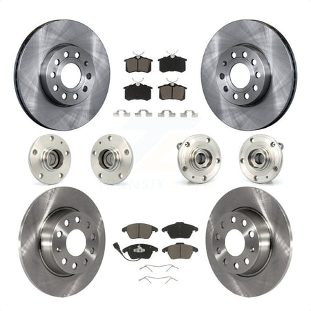 Front Rear Hub Bearings Assembly Disc Brake Rotors And Ceramic Pads Kit (10Pc) For 2014 Volkswagen Beetle Sportline with 2.0L With 272mm Diameter Rotor KBB-119183 by Transit Auto