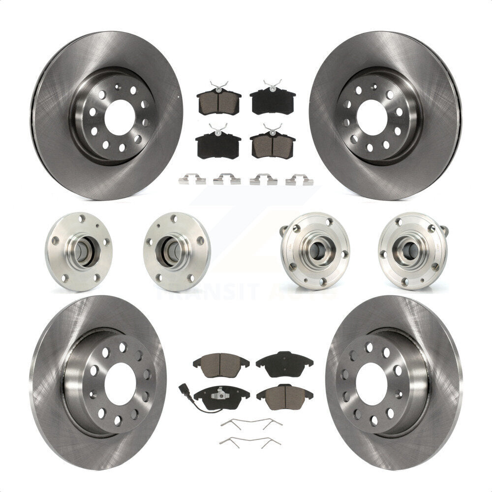 Front Rear Hub Bearings Assembly Disc Brake Rotors And Ceramic Pads Kit (10Pc) For 2014 Volkswagen Beetle R-Line GSR with 2.0L With 272mm Diameter Rotor KBB-119184 by Transit Auto