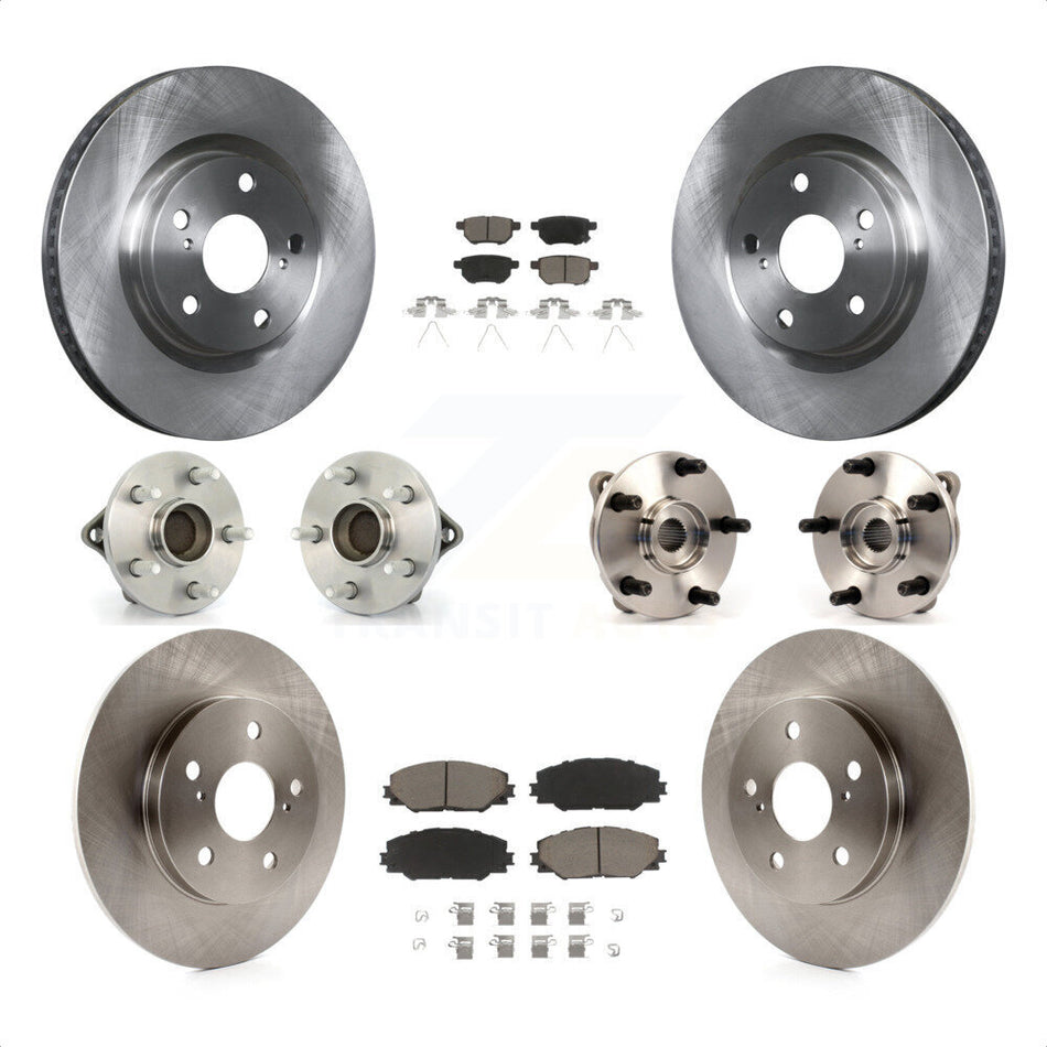 Front Rear Hub Bearings Assembly Disc Brake Rotors And Ceramic Pads Kit (10Pc) For 2017-2018 Toyota Corolla iM KBB-119228 by Transit Auto