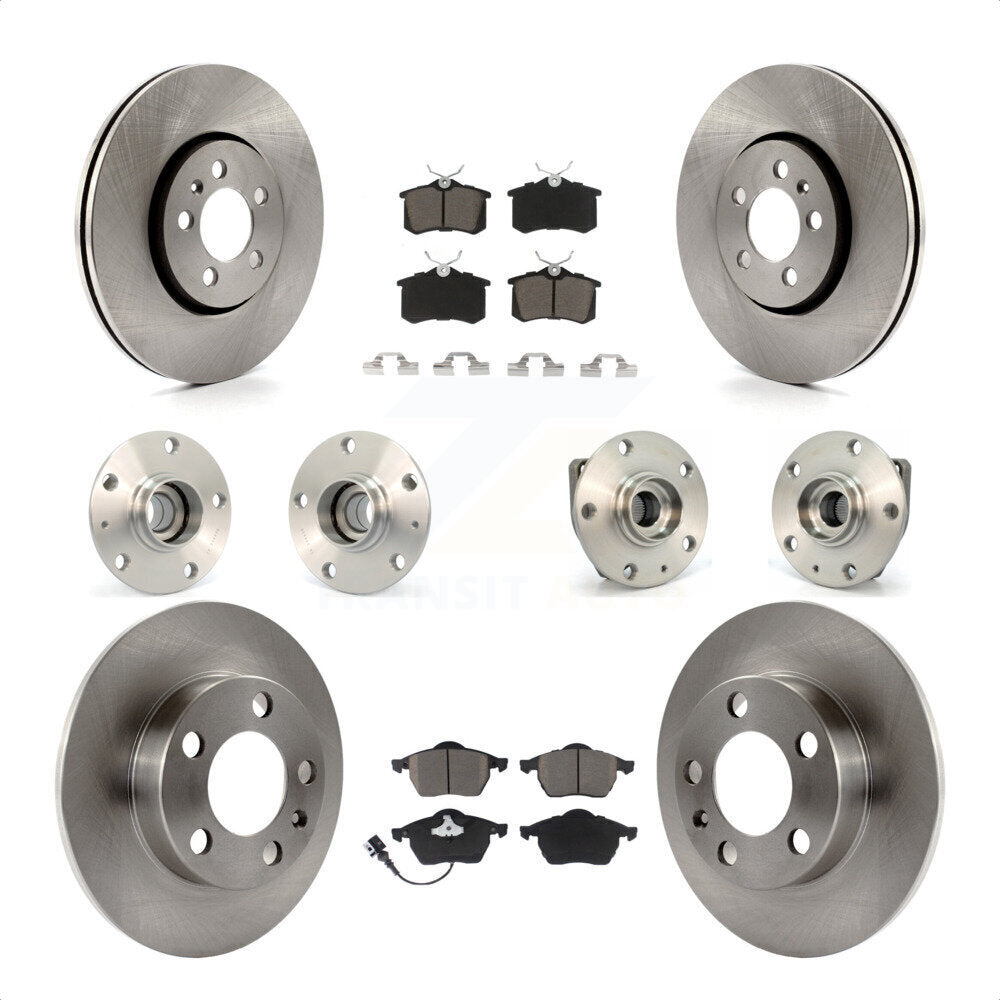 Front Rear Hub Bearings Assembly Disc Brake Rotors And Ceramic Pads Kit (10Pc) For 2006 Volkswagen Golf 1.8L KBB-119285 by Transit Auto