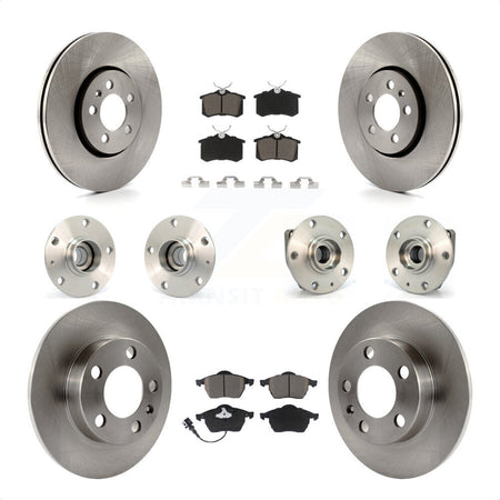 Front Rear Hub Bearings Assembly Disc Brake Rotors And Ceramic Pads Kit (10Pc) For 2006 Volkswagen Golf 1.8L KBB-119285 by Transit Auto