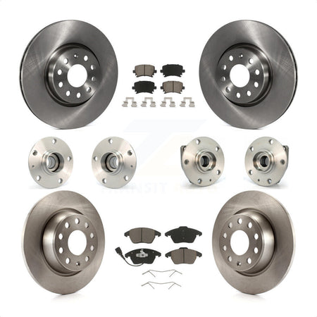 Front Rear Hub Bearings Assembly Disc Brake Rotors And Ceramic Pads Kit (10Pc) For 2009 Volkswagen GTI With 282mm Diameter Rotor KBB-119303 by Transit Auto