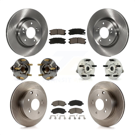 Front Rear Hub Bearings Assembly Disc Brake Rotors And Ceramic Pads Kit (10Pc) For 2007 Mitsubishi Galant Ralliart with 3.8L 4-Wheel ABS KBB-119321 by Transit Auto