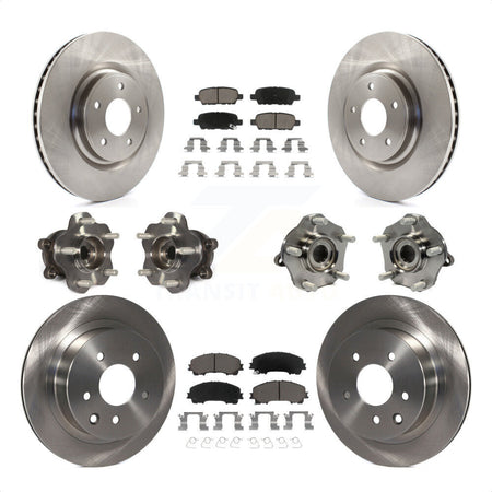 Front Rear Hub Bearings Assembly Disc Brake Rotors And Ceramic Pads Kit (10Pc) For Nissan Rogue KBB-119330 by Transit Auto