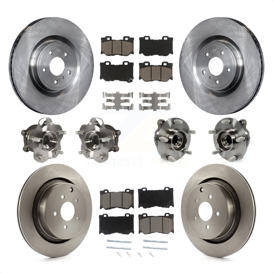 Front Rear Hub Bearings Assembly Disc Brake Rotors And Ceramic Pads Kit (10Pc) For INFINITI Q50 M37 Q70 Q70L QX70 M56 KBB-119345 by Transit Auto