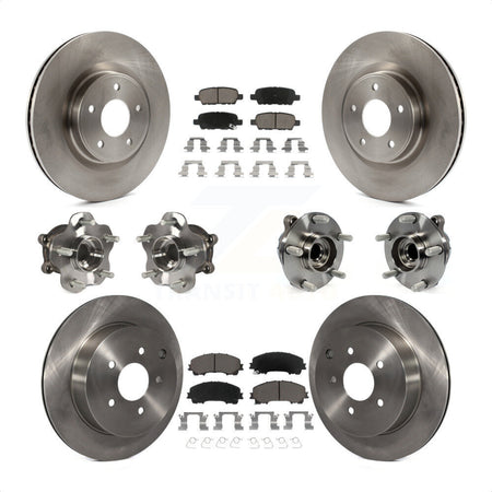 Front Rear Hub Bearings Assembly Disc Brake Rotors And Ceramic Pads Kit (10Pc) For INFINITI Q50 Base Premium with RWD KBB-119347 by Transit Auto