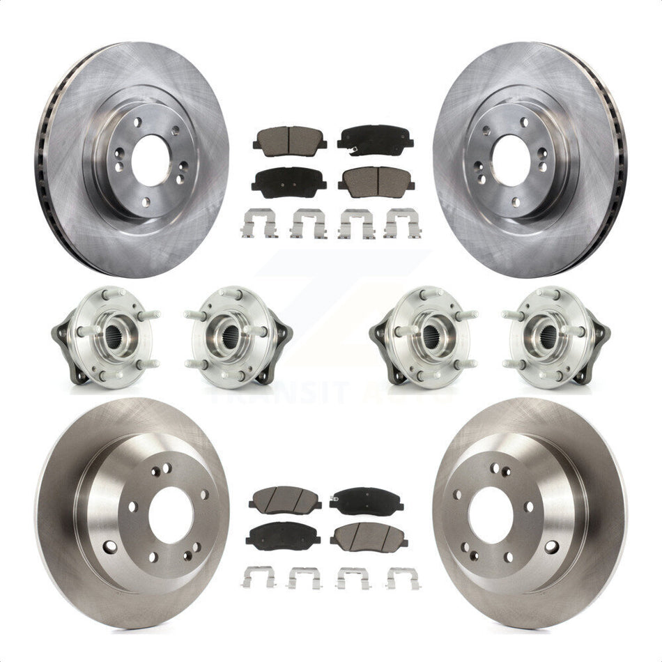 Front Rear Hub Bearings Assembly Disc Brake Rotors And Ceramic Pads Kit (10Pc) For 2013-2014 Hyundai Santa Fe AWD with 3.3L With ABS Brakes KBB-119387 by Transit Auto
