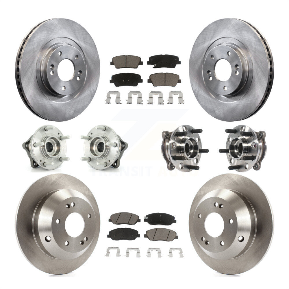 Front Rear Hub Bearings Assembly Disc Brake Rotors And Ceramic Pads Kit (10Pc) For Hyundai Santa Fe XL AWD with 3.3L KBB-119391 by Transit Auto