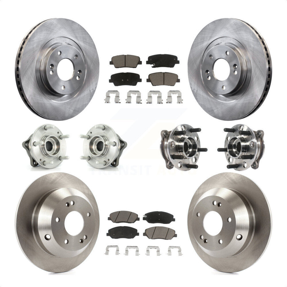 Front Rear Hub Bearings Assembly Disc Brake Rotors And Ceramic Pads Kit (10Pc) For Hyundai Santa Fe XL AWD with 3.3L KBB-119391 by Transit Auto