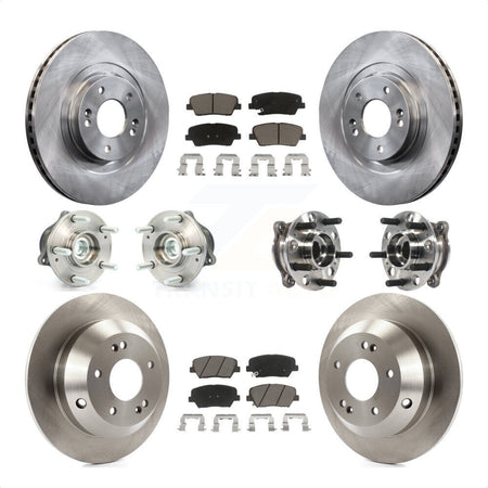 Front Rear Hub Bearings Assembly Disc Brake Rotors And Ceramic Pads Kit (10Pc) For 2015-2016 Hyundai Santa Fe Sport FWD with 2.4L 2.0L KBB-119394 by Transit Auto