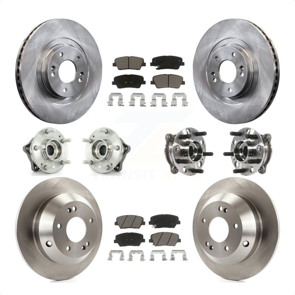 Front Rear Hub Bearings Assembly Disc Brake Rotors And Ceramic Pads Kit (10Pc) For 2015-2016 Hyundai Santa Fe Sport AWD with 2.4L 2.0L KBB-119395 by Transit Auto