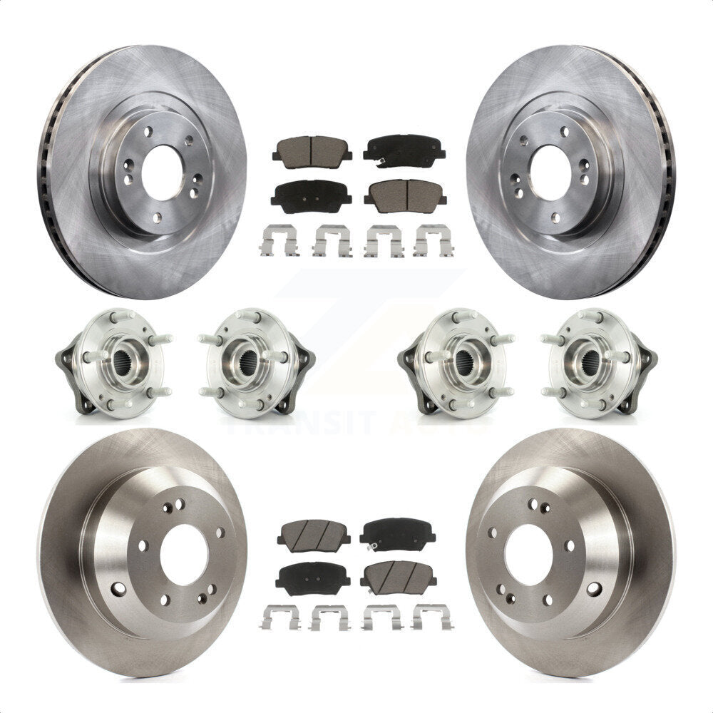 Front Rear Hub Bearings Assembly Disc Brake Rotors And Ceramic Pads Kit (10Pc) For 2013-2014 Hyundai Santa Fe Sport AWD with 2.4L 2.0L KBB-119397 by Transit Auto