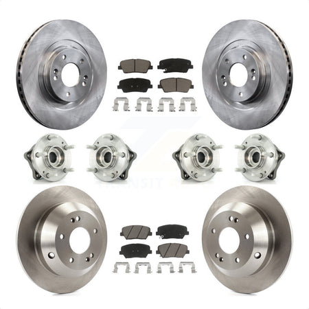 Front Rear Hub Bearings Assembly Disc Brake Rotors And Ceramic Pads Kit (10Pc) For 2013-2014 Hyundai Santa Fe Sport AWD with 2.4L 2.0L KBB-119397 by Transit Auto