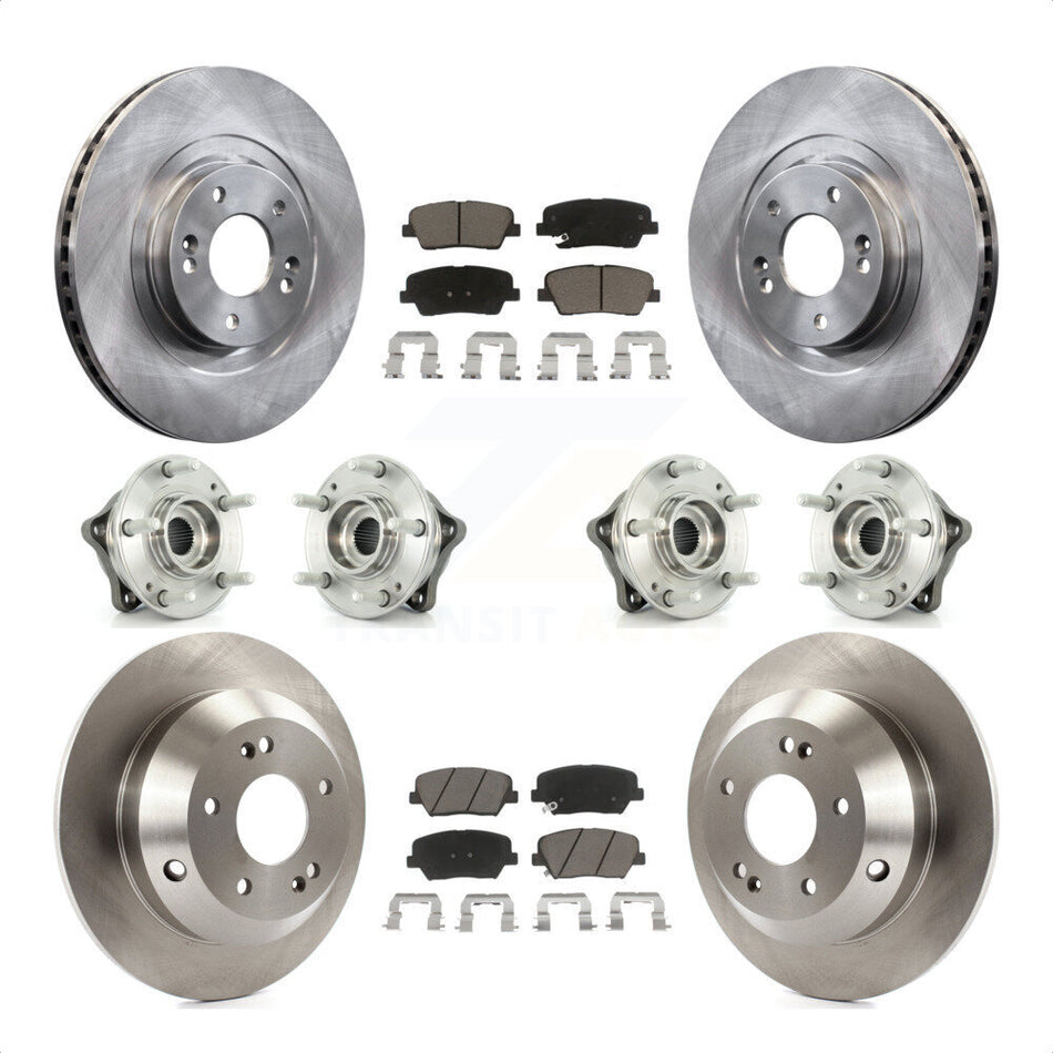 Front Rear Hub Bearings Assembly Disc Brake Rotors And Ceramic Pads Kit (10Pc) For 2013-2014 Hyundai Santa Fe Sport AWD with 2.4L 2.0L KBB-119397 by Transit Auto
