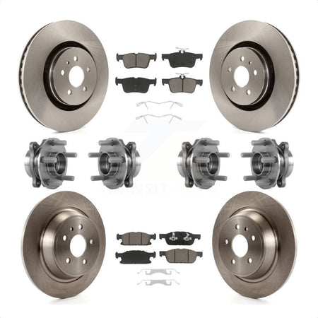 Front Rear Hub Bearings Assembly Disc Brake Rotors And Ceramic Pads Kit (10Pc) For 2017 Lincoln MKX AWD With 14mm Wheel Lugs KBB-119407 by Transit Auto