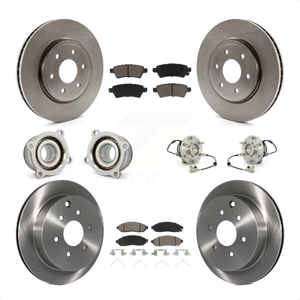 Front Rear Hub Bearings Assembly Disc Brake Rotors And Ceramic Pads Kit (10Pc) For 2006-2007 Nissan Xterra RWD with Automatic transmission KBB-119414 by Transit Auto