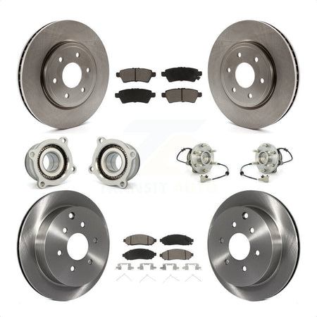 Front Rear Hub Bearings Assembly Disc Brake Rotors And Ceramic Pads Kit (10Pc) For 2006-2007 Nissan Xterra RWD with Automatic transmission KBB-119414 by Transit Auto