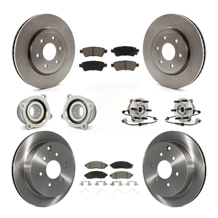 Front Rear Hub Bearings Assembly Disc Brake Rotors And Ceramic Pads Kit (10Pc) For 2006-2007 Nissan Xterra 4WD with Automatic transmission KBB-119415 by Transit Auto