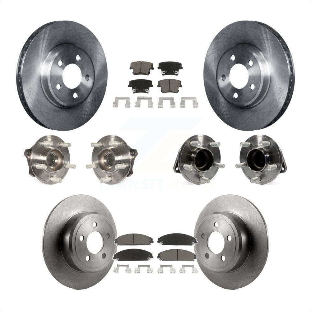 Front Rear Hub Bearings Assembly Disc Brake Rotors And Ceramic Pads Kit (10Pc) For 2019-2020 Chrysler 300 RWD with 5.7L KBB-119430 by Transit Auto