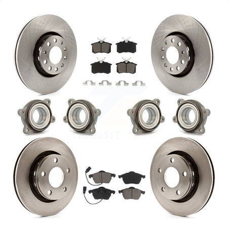 Front Rear Hub Bearings Assembly Disc Brake Rotors And Ceramic Pads Kit (10Pc) For 2002 Audi S6 With 312mm Diameter Rotor KBB-119431 by Transit Auto
