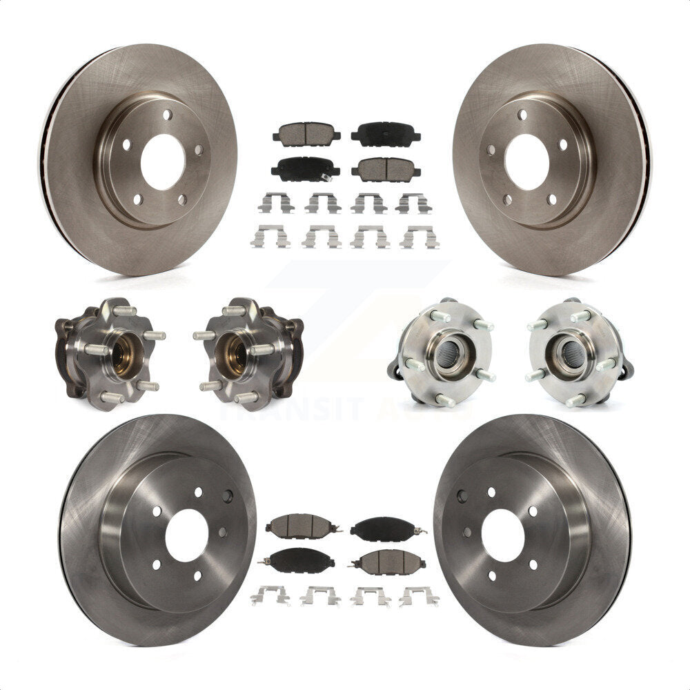 Front Rear Hub Bearings Assembly Disc Brake Rotors And Ceramic Pads Kit (10Pc) For 2016 Nissan Pathfinder 4WD From 11 15 KBB-119446 by Transit Auto