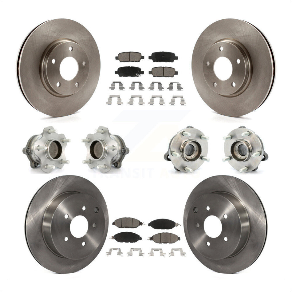 Front Rear Hub Bearings Assembly Disc Brake Rotors And Ceramic Pads Kit (10Pc) For 2016 Nissan Pathfinder FWD From 11 15 KBB-119447 by Transit Auto