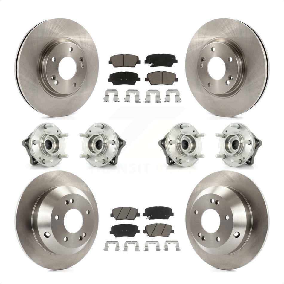 Front Rear Hub Bearings Assembly Disc Brake Rotors And Ceramic Pads Kit (10Pc) For Kia Sorento Hyundai Santa Fe With ABS Brakes AWD KBB-119463 by Transit Auto