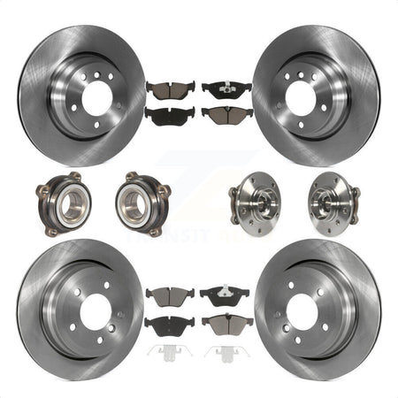 Front Rear Hub Bearings Assembly Disc Brake Rotors And Ceramic Pads Kit (10Pc) For 2012 BMW X1 xDrive28i with AWD With 300mm Diameter Rotor KBB-119476 by Transit Auto