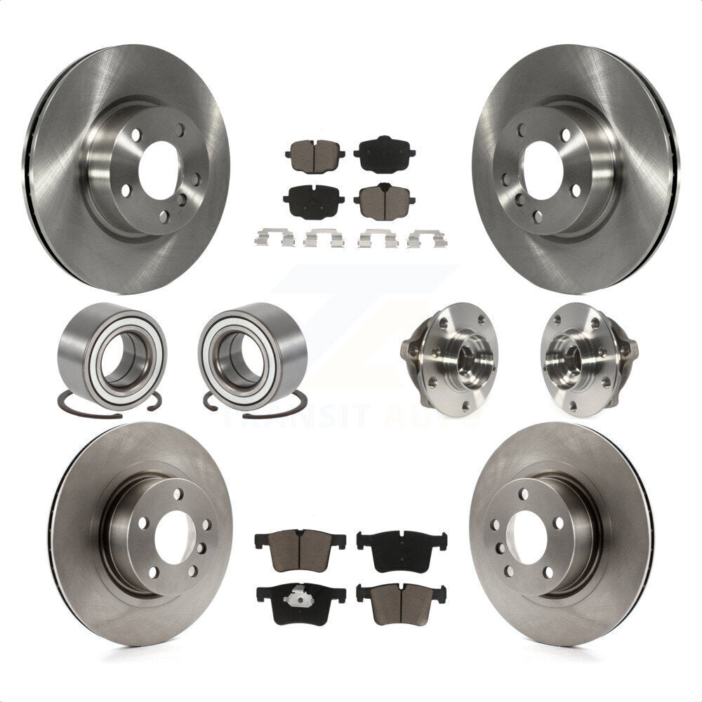 Front Rear Wheel Hub Bearings Assembly Disc Brake Rotors And Ceramic Pads Shoes Kit (10Pc) For 2012 BMW X3 From 10 11 KBB-119511 by Transit Auto
