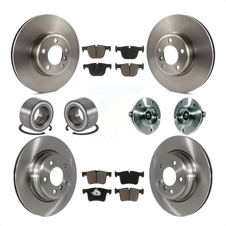 Front Rear Wheel Hub Bearings Assembly Disc Brake Rotors And Ceramic Pads Shoes Kit (10Pc) For BMW 335i xDrive 435i GT Gran Coupe Without Blue Painted Calipers KBB-119517 by Transit Auto