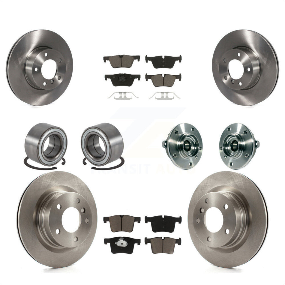 Front Rear Wheel Hub Bearings Assembly Disc Brake Rotors And Ceramic Pads Shoes Kit (10Pc) For 2015-2016 BMW 228i xDrive Without Blue Painted Calipers M Sport Package KBB-119519 by Transit Auto