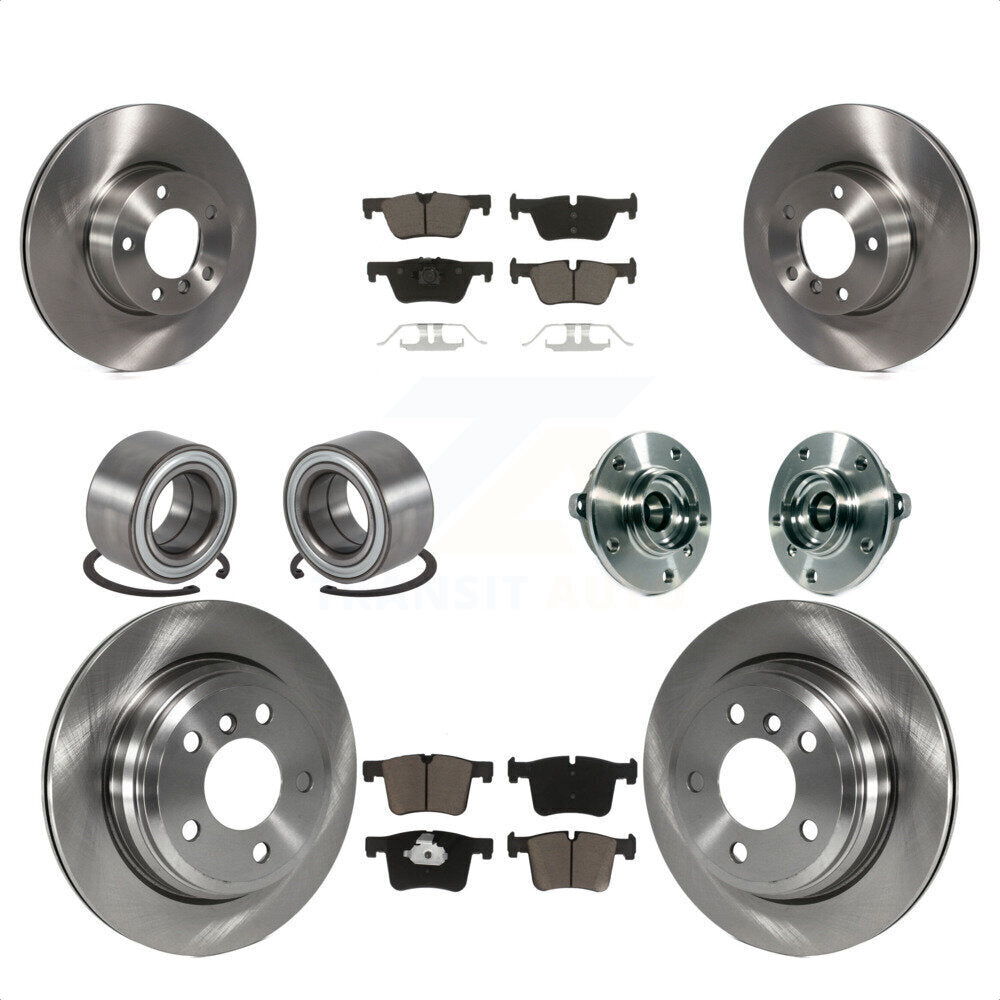 Front Rear Wheel Hub Bearings Assembly Disc Brake Rotors And Ceramic Pads Shoes Kit (10Pc) For BMW 328i xDrive 320i 428i Gran Coupe 328d GT KBB-119521 by Transit Auto