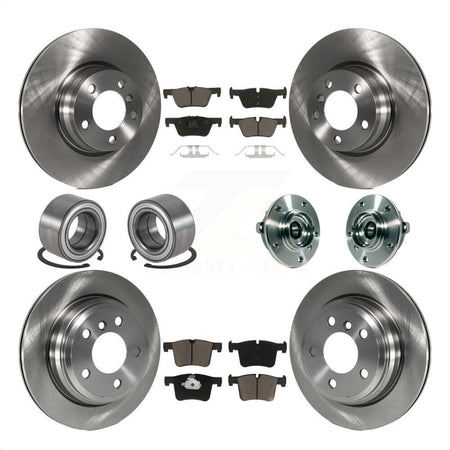 Front Rear Wheel Hub Bearings Assembly Disc Brake Rotors And Ceramic Pads Shoes Kit (10Pc) For 2015 BMW 328i xDrive Without Blue Painted Calipers With M Sport Package KBB-119525 by Transit Auto