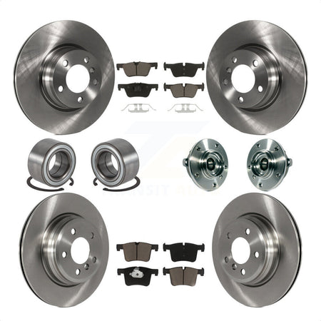 Front Rear Wheel Hub Bearings Assembly Disc Brake Rotors And Ceramic Pads Shoes Kit (10Pc) For 2015 BMW 328i xDrive Without Blue Painted Calipers With M Sport Package KBB-119527 by Transit Auto
