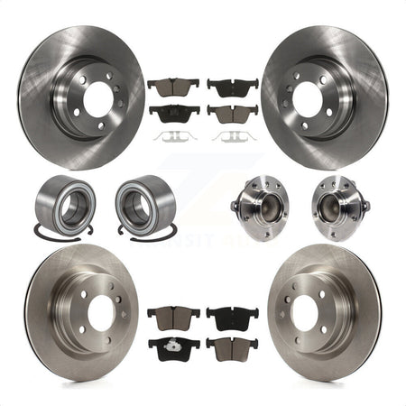 Front Rear Wheel Hub Bearings Assembly Disc Brake Rotors And Ceramic Pads Shoes Kit (10Pc) For BMW 328i 228i KBB-119532 by Transit Auto